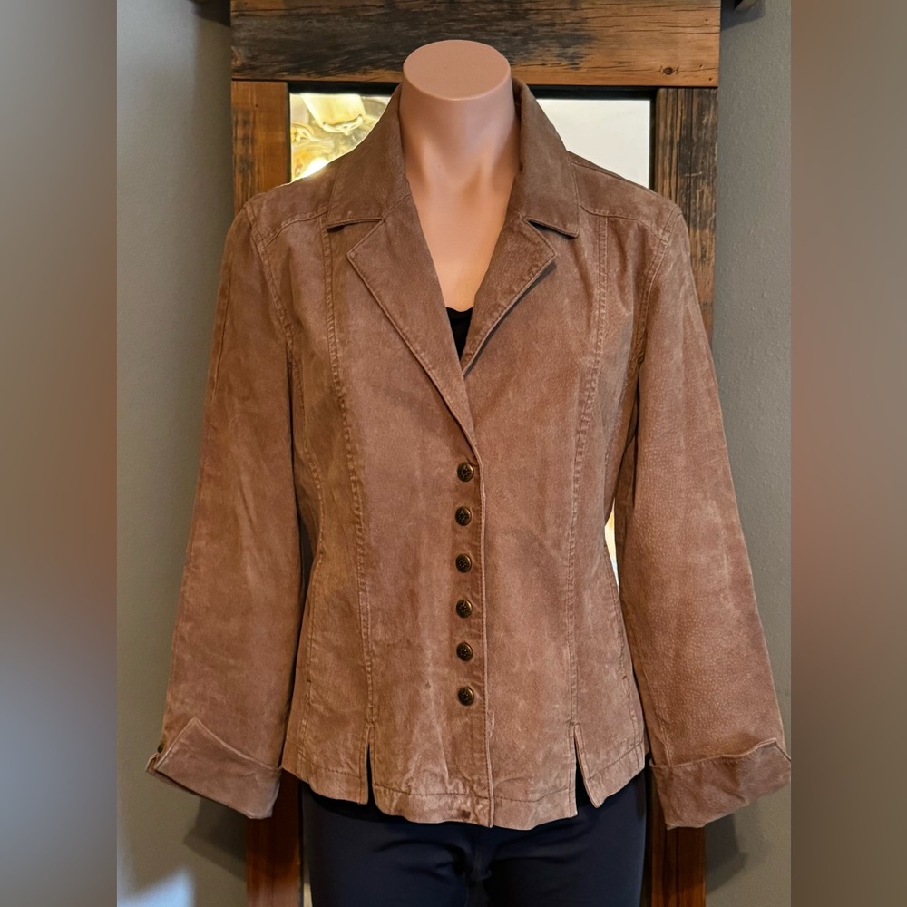 Classic Taupe 100% Suede Leather Blazer Jacket